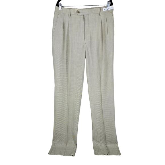 Bachrach Mens 34W Tan Super 100s Wool Italian Made Pleated Pants NEW unaltered - Picture 1 of 15